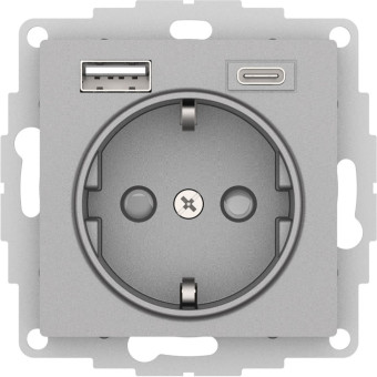 ATN000332 - AtlasDesign РОЗЕТКА 16А c 2 USB A+C, 5В/2,4А/3,0А, 2х5В/1,5А, механизм, АЛЮМИНИЙ ATN000332 - AtlasDesign РОЗЕТКА 16А c 2 USB A+C, 5В/2,4А/3,0А, 2х5В/1,5А, механизм, АЛЮМИНИЙ