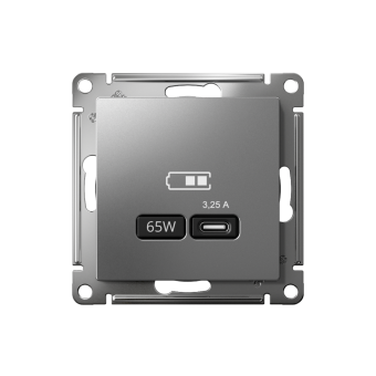 ATN000927 - AtlasDesign USB РОЗЕТКА тип-C 65W высокоскоростная зарядка QC, PD, механизм, СТАЛЬ ATN000927 - AtlasDesign USB РОЗЕТКА тип-C 65W высокоскоростная зарядка QC, PD, механизм, СТАЛЬ