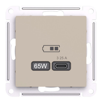 ATN001227 - AtlasDesign USB РОЗЕТКА тип-C 65Вт высокоскор.заряд. QC,PD, механизм, ПЕСОЧНЫЙ ATN001227 - AtlasDesign USB РОЗЕТКА тип-C 65Вт высокоскор.заряд. QC,PD, механизм, ПЕСОЧНЫЙ